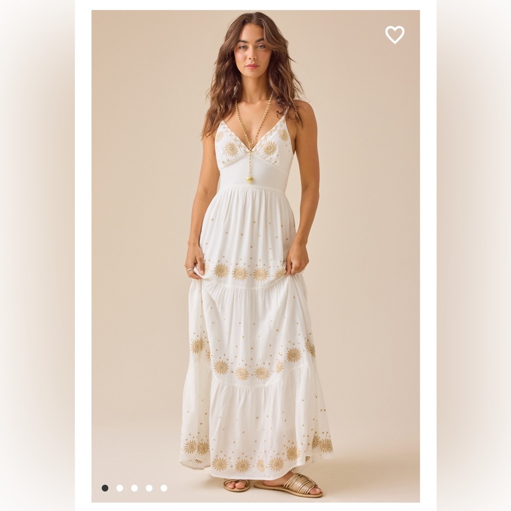 Altar'd State White Embroidered Bow Back Maxi Sundress